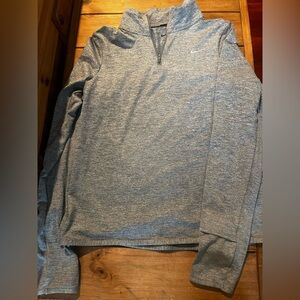 Nike dri-fit women's quarter zip with zippered pocket. Light gray, size small.